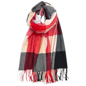 Écharpe imprimée carreaux colorés avec des franges - 12 pièces