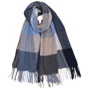 Écharpe imprimée carreaux colorés avec des franges - 12 pièces