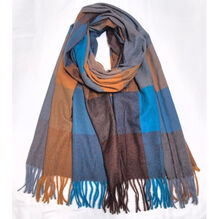 Écharpe imprimée carreaux colorés avec des franges - 12 pièces