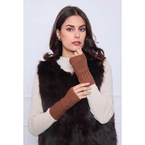 Gants mitaines longues sans doigts en maille tricotée douce - 3 pcs