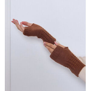 Gants mitaines longues sans doigts en maille tricotée douce - 12 pcs