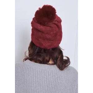 Bonnet en fausse fourrure ultra douce avec grand pompon - 3 pcs