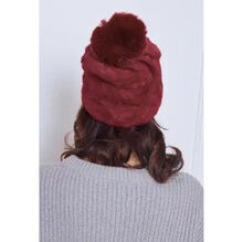 Bonnet en fausse fourrure ultra douce avec grand pompon - 3 pcs
