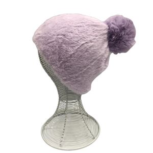 Bonnet en fausse fourrure ultra douce avec grand pompon - 3 pcs