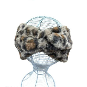 Bandeau en fausse fourrure à motif léopard et torsade avant - 3 pcs