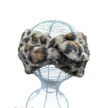 Bandeau en fausse fourrure à motif léopard et torsade avant - 3 pcs