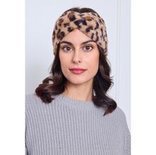 Bandeau en fausse fourrure à motif léopard et torsade avant - 3 pcs