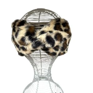 Bandeau en fausse fourrure à motif léopard et torsade avant - 3 pcs