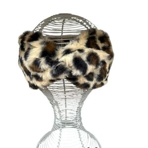 Bandeau en fausse fourrure à motif léopard et torsade avant - 12 pcs