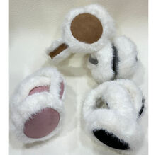 Cache-oreilles bi-matière en fourrure blanche et velours coloré au dos