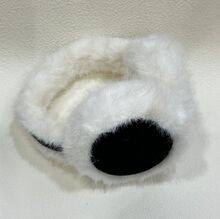 Cache-oreilles bi-matière en fourrure blanche et velours coloré au dos