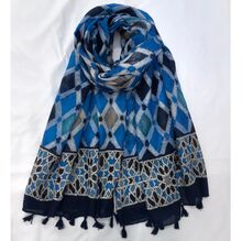 Foulard à motif géométrique avec finition en pompons - 3 pièces