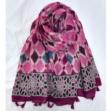 Foulard à motif géométrique avec finition en pompons - 3 pièces
