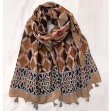 Foulard à motif géométrique avec finition en pompons - 12 pièces