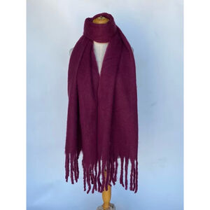 Écharpe douce épaisse unie à franges toucher cachemire