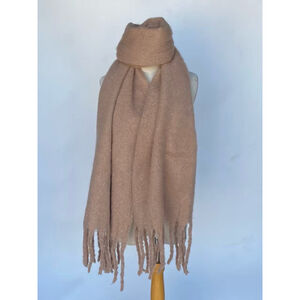 Écharpe douce épaisse unie à franges toucher cachemire