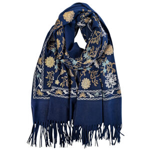 Écharpe douce et chaude motif avec une belle broderie florale - 3 pièces