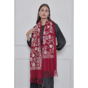 Écharpe douce et chaude motif avec une belle broderie florale - 3 pièces