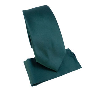 Ensemble cravate slim 6,5 cm et pochette de costume unie satinée - 6 pièces