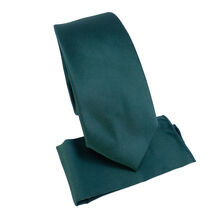 Ensemble cravate slim 6,5 cm et pochette de costume unie satinée - 6 pièces