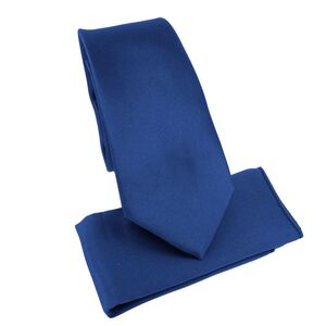 Ensemble cravate slim 6,5 cm et pochette de costume unie satinée - 6 pièces