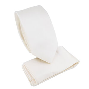 Ensemble cravate slim 6,5 cm et pochette de costume unie satinée - 6 pièces