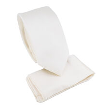 Ensemble cravate slim 6,5 cm et pochette de costume unie satinée - 6 pièces