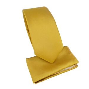 Ensemble cravate slim 6,5 cm et pochette de costume unie satinée - 6 pièces