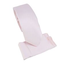 Ensemble cravate slim 6,5 cm et pochette de costume unie satinée - 6 pièces