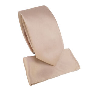 Ensemble cravate slim 6,5 cm et pochette de costume unie satinée - 6 pièces