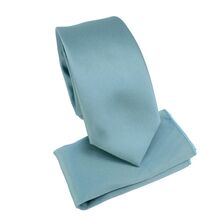 Ensemble cravate slim 6,5 cm et pochette de costume unie satinée - 6 pièces