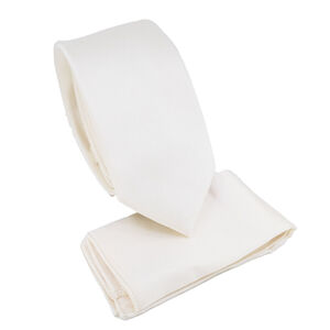 Ensemble cravate slim 6,5 cm et pochette de costume unie satinée - 12 pièces