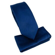Ensemble cravate slim 6,5 cm et pochette de costume unie satinée - 12 pièces