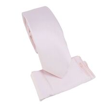 Ensemble cravate slim 6,5 cm et pochette de costume unie satinée - 12 pièces