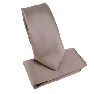 Ensemble cravate slim 6,5 cm et pochette de costume unie satinée - 12 pièces