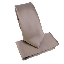 Ensemble cravate slim 6,5 cm et pochette de costume unie satinée - 12 pièces