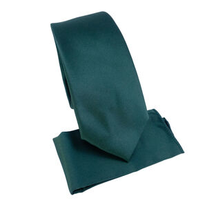 Ensemble cravate slim 6,5 cm et pochette de costume unie satinée - 12 pièces
