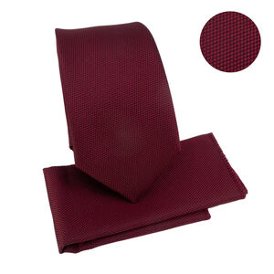 Ensemble cravate slim 6,5 cm et pochette micro-texturée en nid d'abeille - 6 pièces