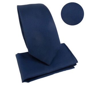 Ensemble cravate slim 6,5 cm et pochette micro-texturée en nid d'abeille - 6 pièces