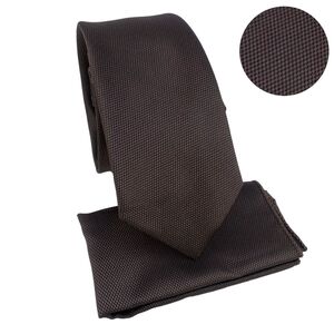 Ensemble cravate slim 6,5 cm et pochette micro-texturée en nid d'abeille - 6 pièces