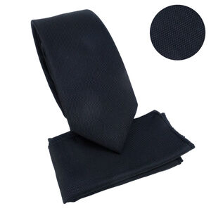 Ensemble cravate slim 6,5 cm et pochette micro-texturée en nid d'abeille - 6 pièces