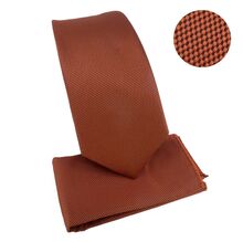 Ensemble cravate slim 6,5 cm et pochette micro-texturée en nid d'abeille - 6 pièces