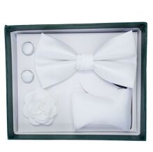 Coffret d'accessoires de costume pour homme (nœud papillon, broche, boutons de manchette et serviette)