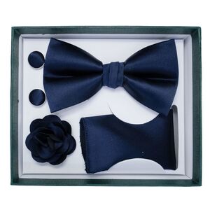Coffret d'accessoires de costume pour homme (nœud papillon, broche, boutons de manchette et serviette)