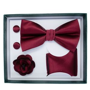 Coffret d'accessoires de costume pour homme (nœud papillon, broche, boutons de manchette et serviette)