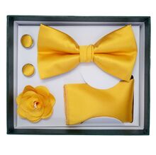Coffret d'accessoires de costume pour homme (nœud papillon, broche, boutons de manchette et serviette)