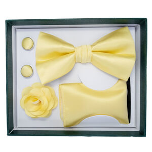 Coffret d'accessoires de costume pour homme (nœud papillon, broche, boutons de manchette et serviette)