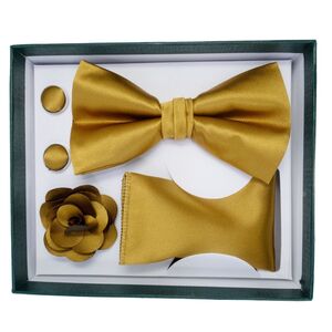 Coffret d'accessoires de costume pour homme (nœud papillon, broche, boutons de manchette et serviette)