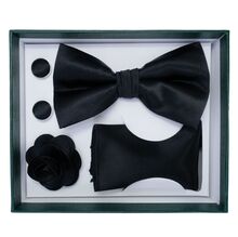 Coffret d'accessoires de costume pour homme (nœud papillon, broche, boutons de manchette et serviette)
