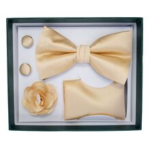 Coffret d'accessoires de costume pour homme (nœud papillon, broche, boutons de manchette et serviette)